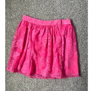 Lilly Pulitzer Whitley Skirt Pink Floral Burnout Tropical Beach Preppy Size 2